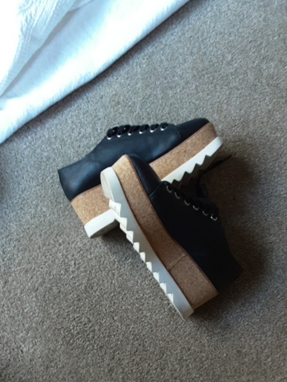 Steve Madden Black Lace-Up Wedge Shoes with Cork Platform